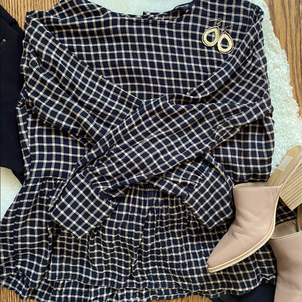 Madewell button-back peplum top
